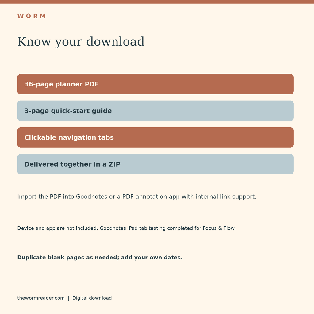 WORM Focus & Flow ADHD-Friendly Digital Planner