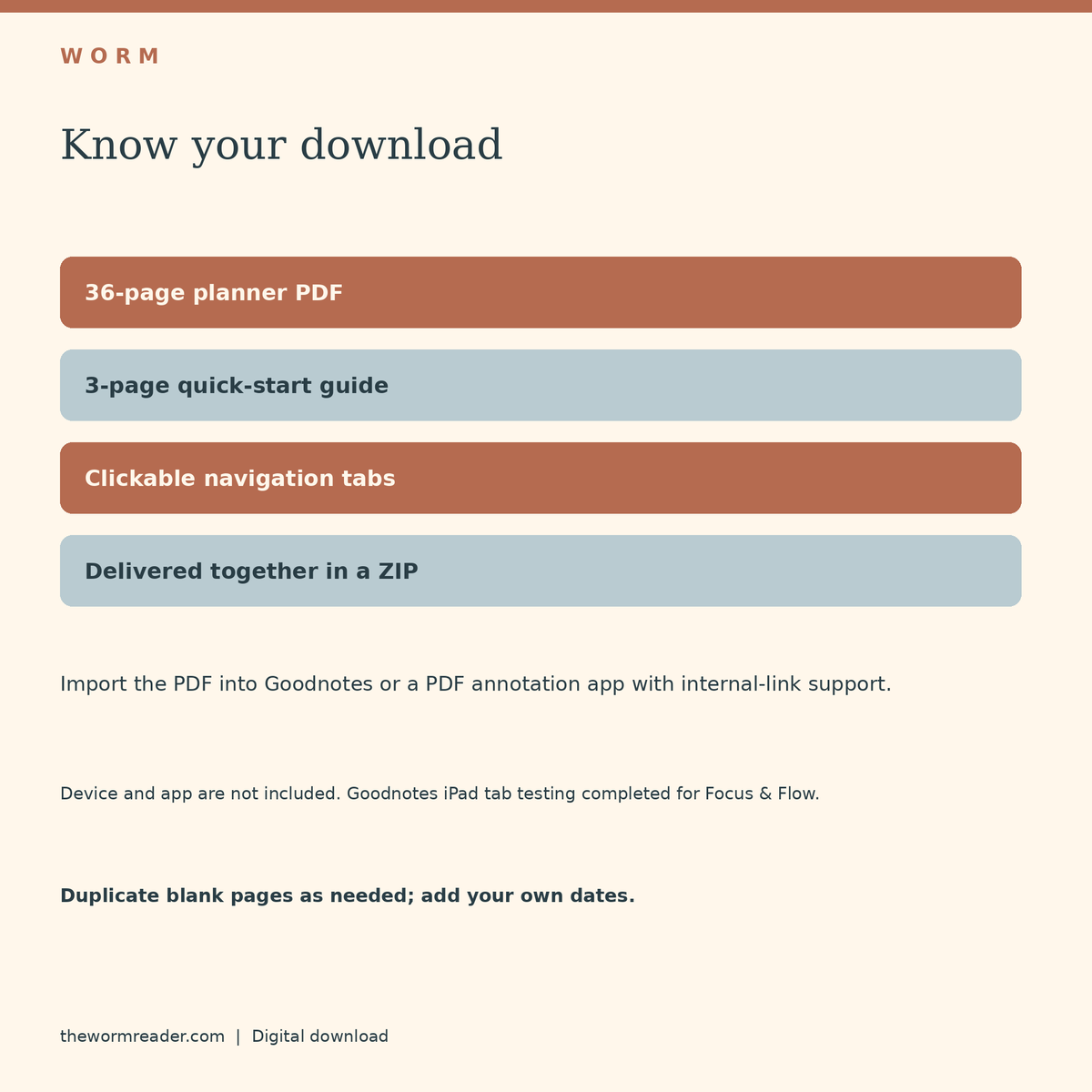 WORM Focus & Flow ADHD-Friendly Digital Planner
